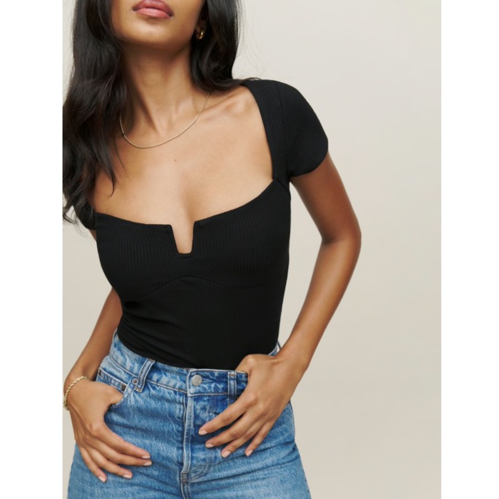 EUC Reformation Emely Knit Top in Black XS